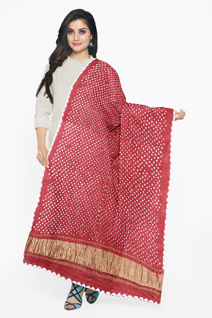 Handwoven Gaji Silk Bandhani Dupatta