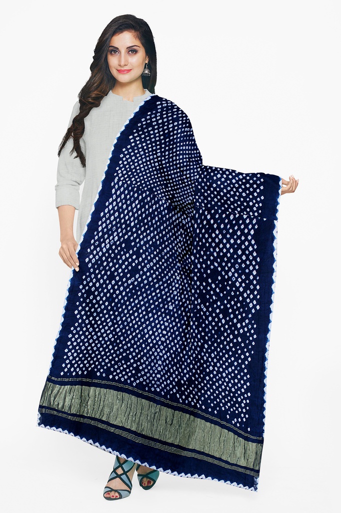 Handwoven Gaji Silk Bandhani Dupatta