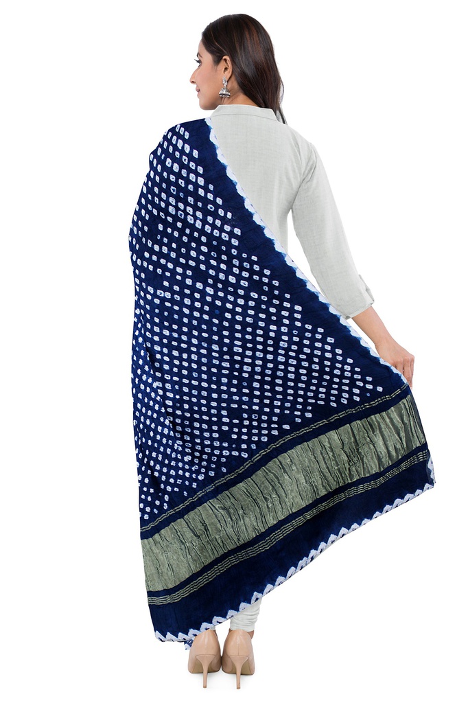 Handwoven Gaji Silk Bandhani Dupatta