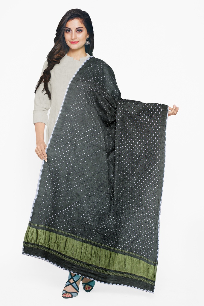 Handwoven Gaji Silk Bandhani Dupatta
