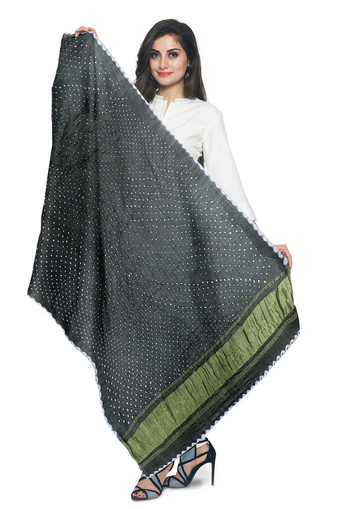 Handwoven Gaji Silk Bandhani Dupatta
