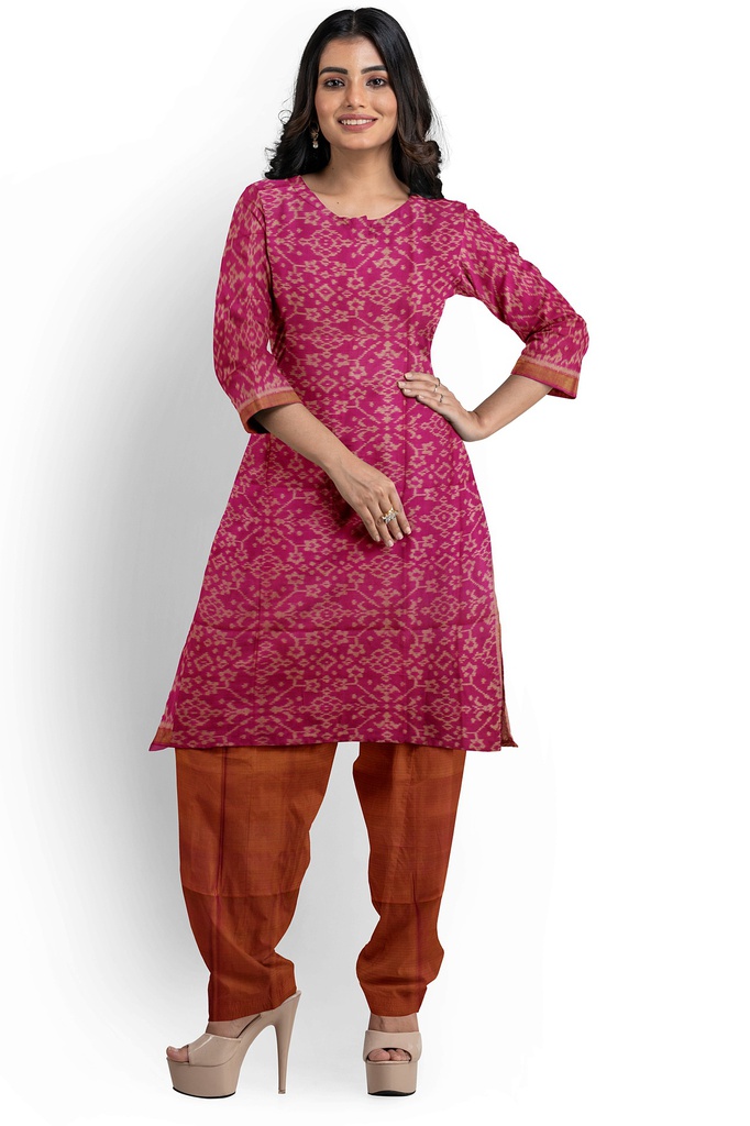 Handwoven Single Ikat Silk Dress Material / Salwar Suit