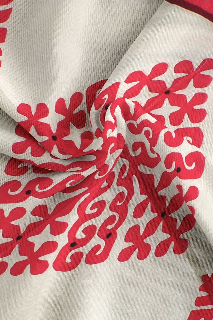 Off-White Applique Work Single Bedcover