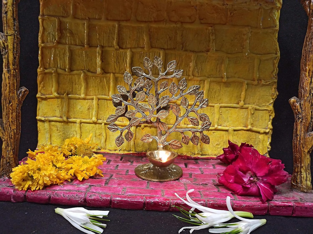 Handcrafted Brass Tree Shaped Diya Holder
