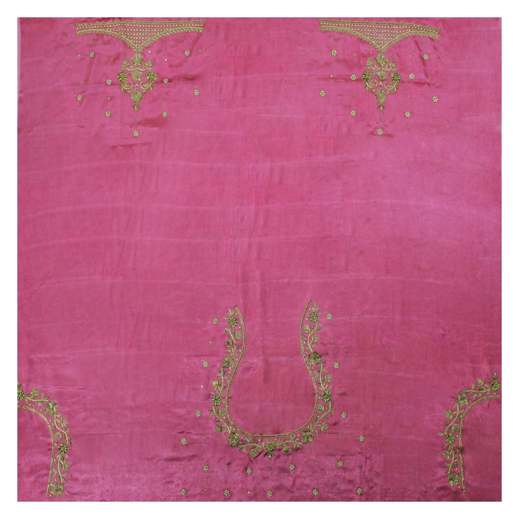 Pink Hand Embroidered Mashru Unstitched Blouse Piece