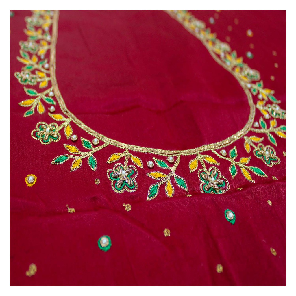 Hand Embroidered Unstitched Blouse Material