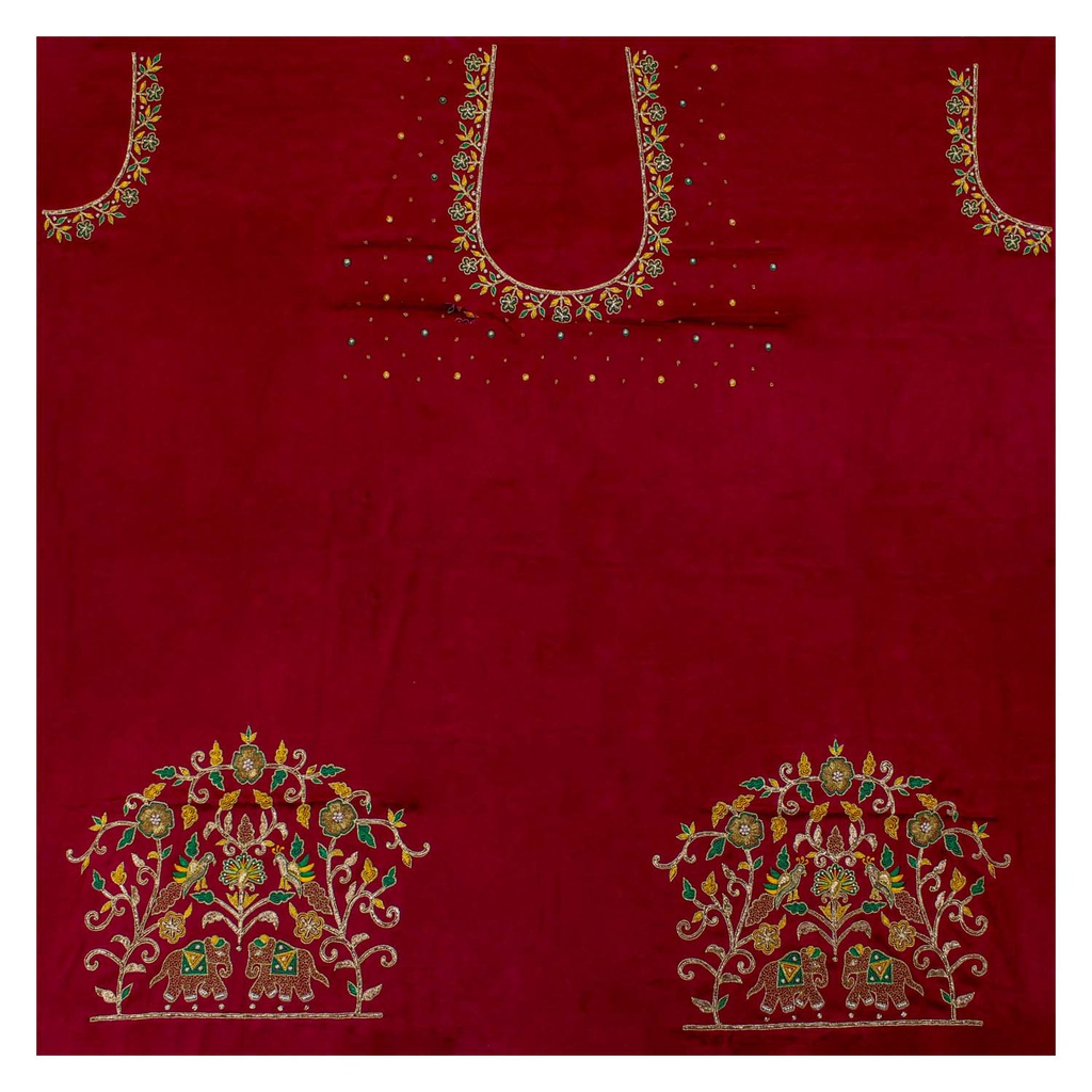 Hand Embroidered Unstitched Blouse Material