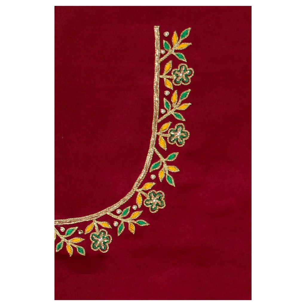 Hand Embroidered Unstitched Blouse Material