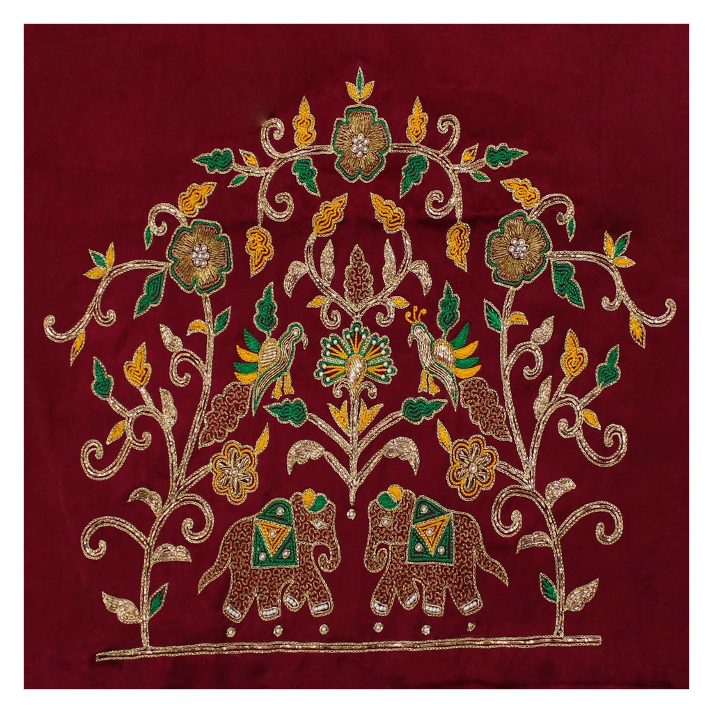 Hand Embroidered Mashru Unstitched Blouse Piece
