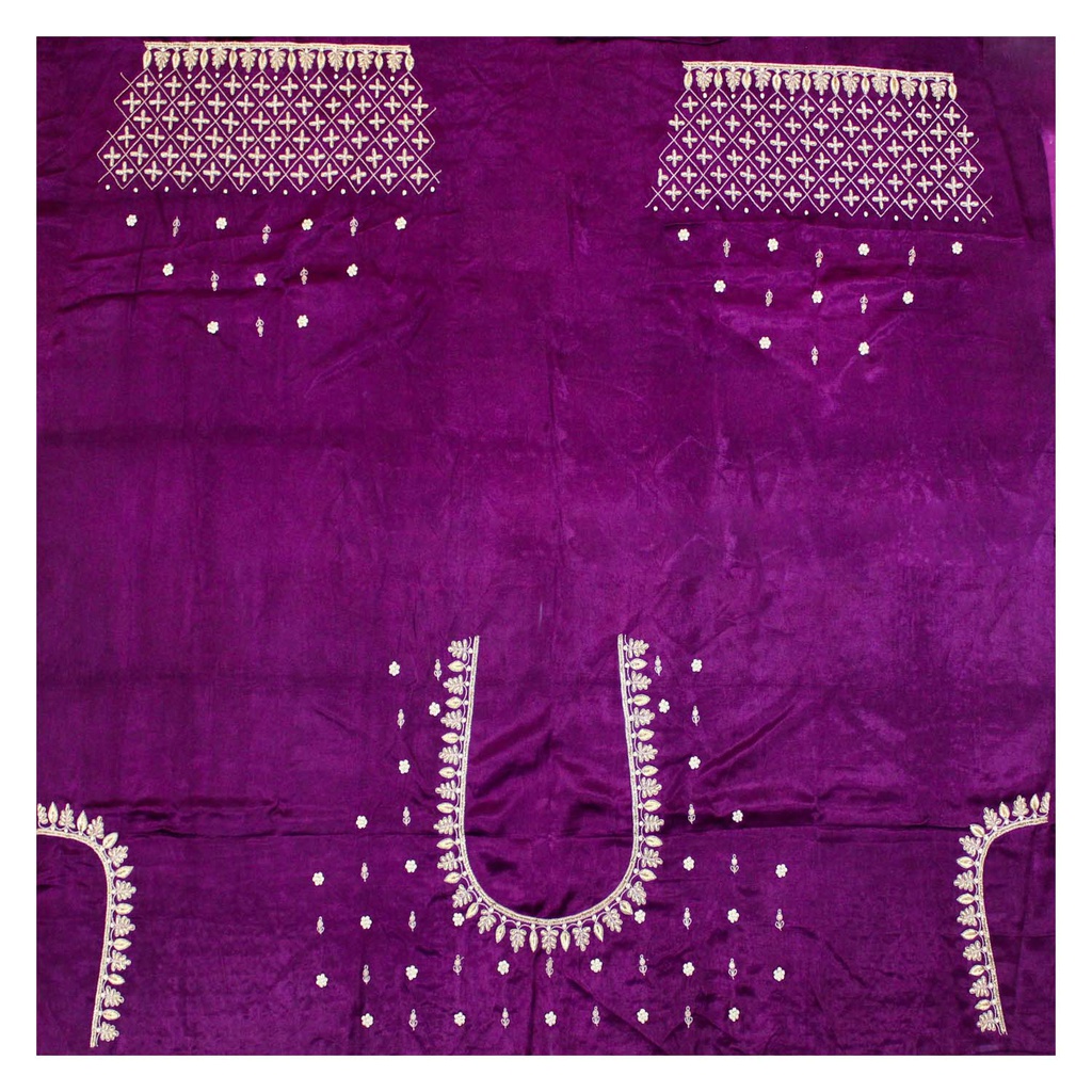 Hand Embroidered Mashru Unstitched Blouse Piece