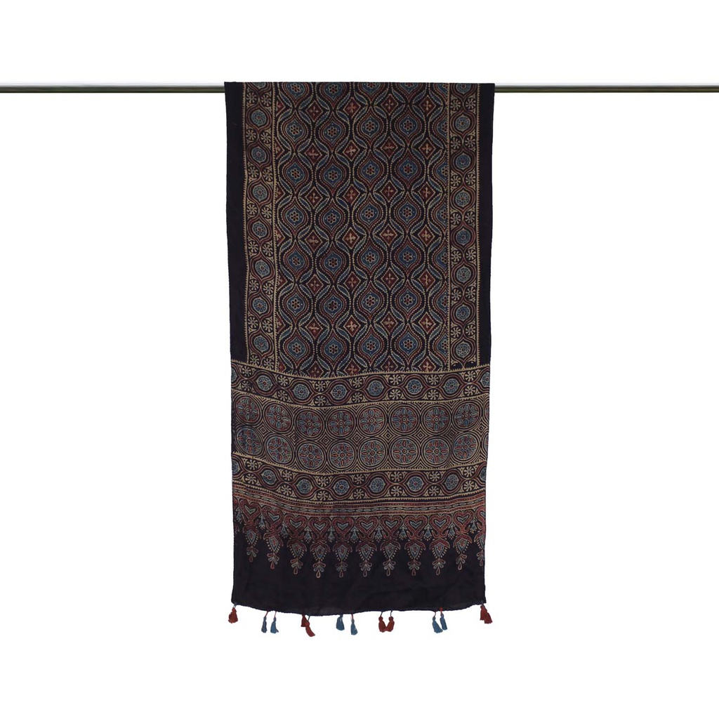 Hand Block Print Modal Silk Stole