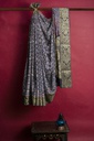 Dola Silk Ajrakh Hand Block Print Saree