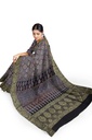 Dola Silk Ajrakh Hand Block Print Saree