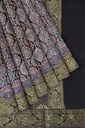 Dola Silk Ajrakh Hand Block Print Saree