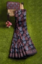 Cotton Ajrakh Hand Block Print Saree