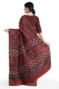 Cotton Ajrakh Hand Block Print Saree