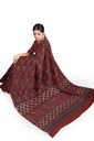 Cotton Ajrakh Hand Block Print Saree