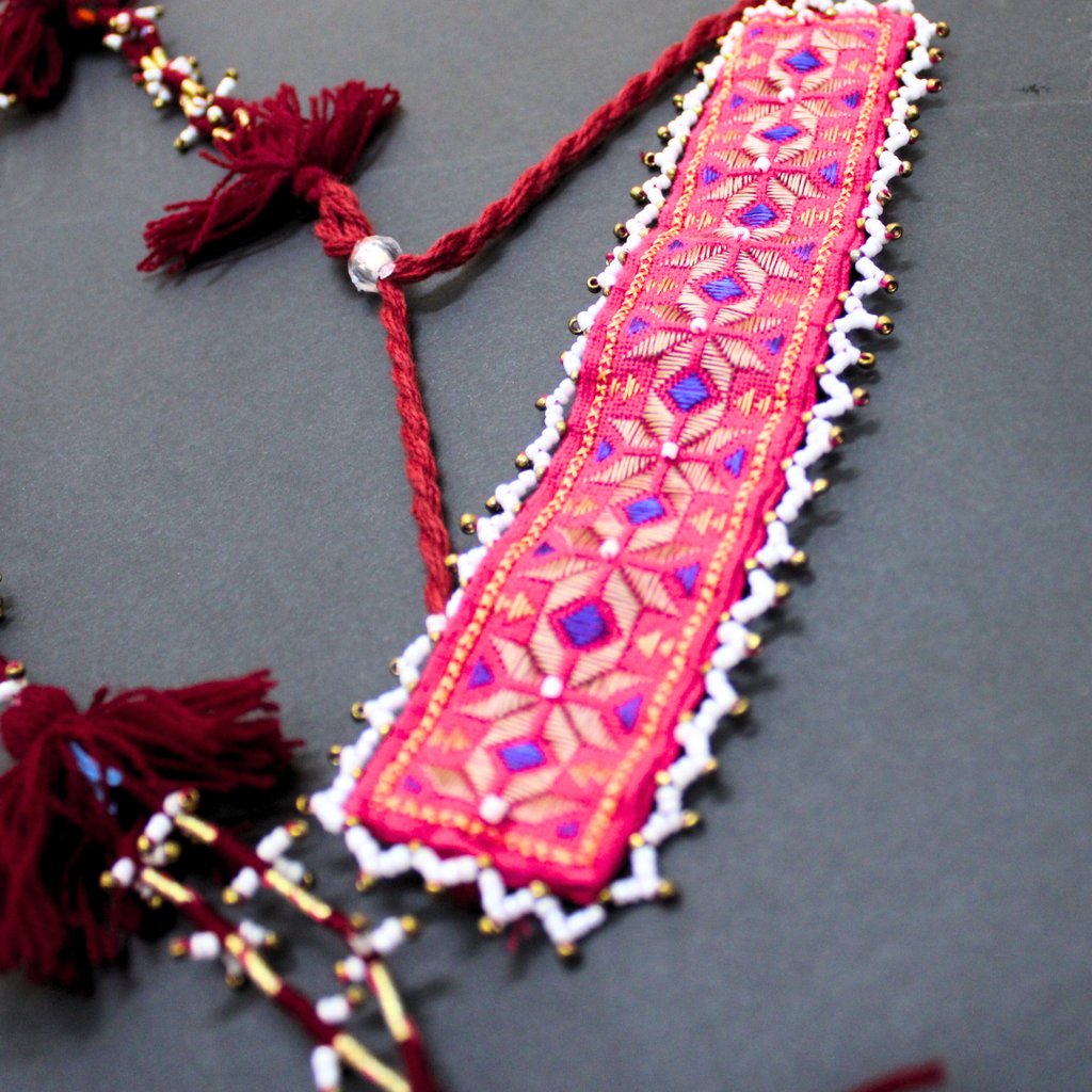 Handcrafted Embroidered Pochi Bajuband Armlet and Latkan Set