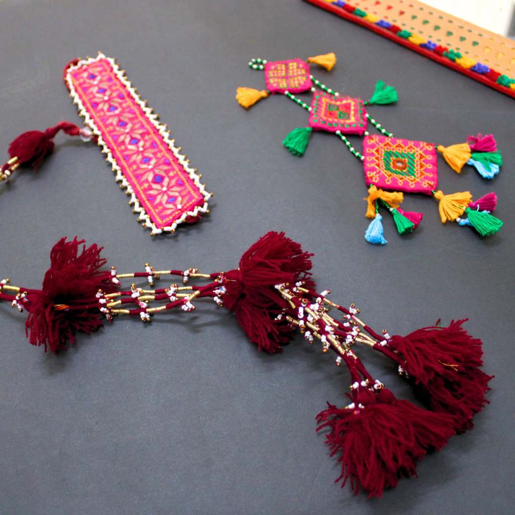 Handcrafted Embroidered Pochi Bajuband Armlet and Latkan Set