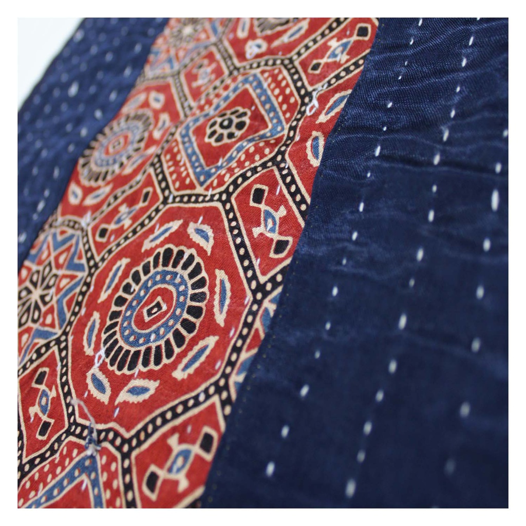 Handmade Tagai Embroidered Ajrakh Mashru Silk Table Placemats (Set of 6)