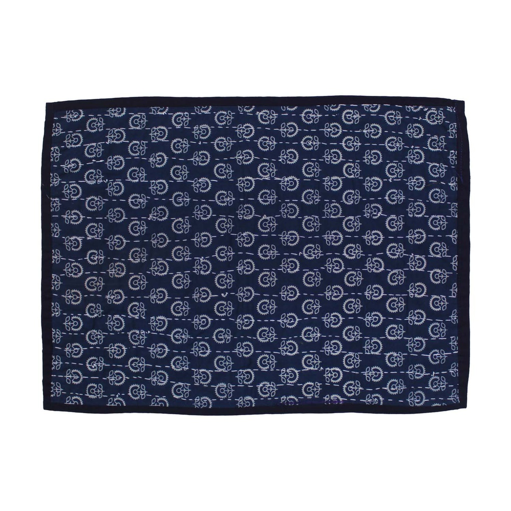 Handmade Tagai Embroidered Ajrakh Mashru Silk Table Placemats (Set of 6)