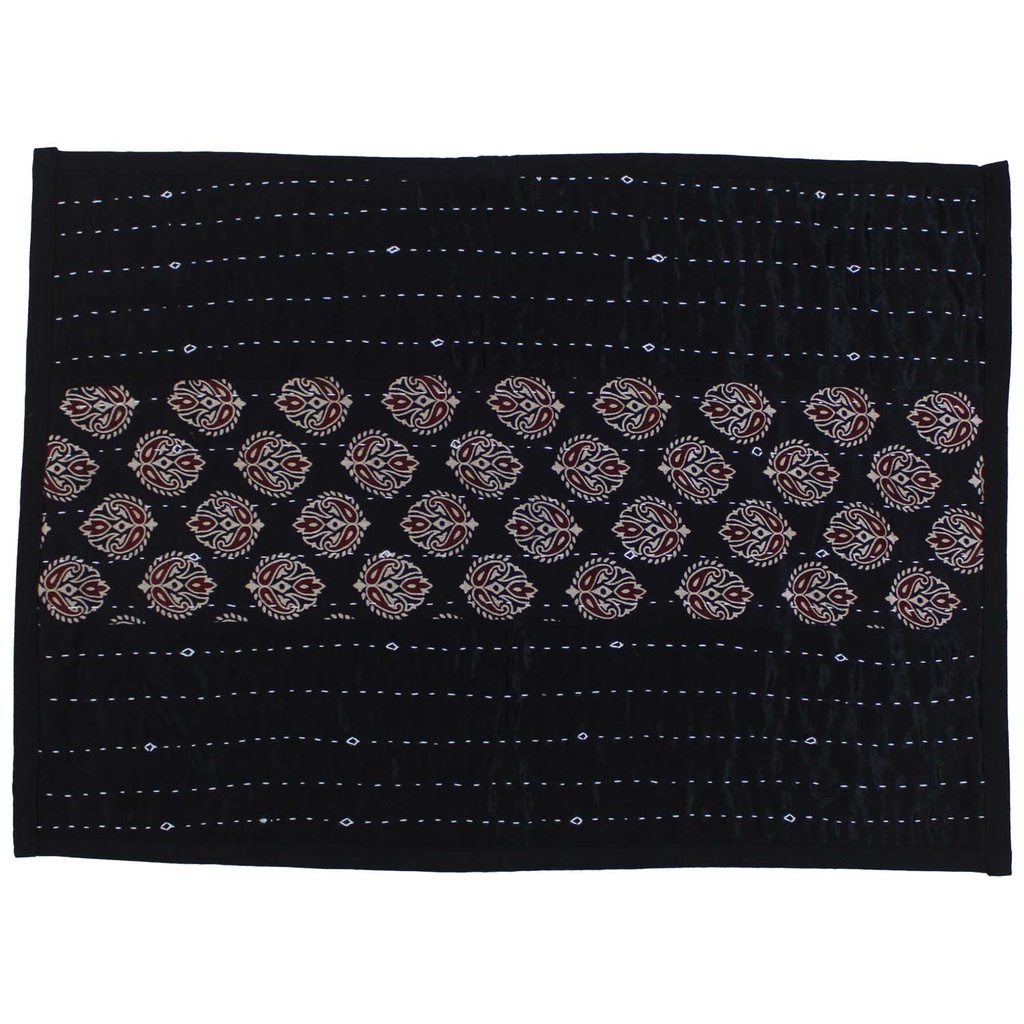 Handmade Tagai Embroidered Ajrakh Mashru Silk Table Placemats (Set of 6)