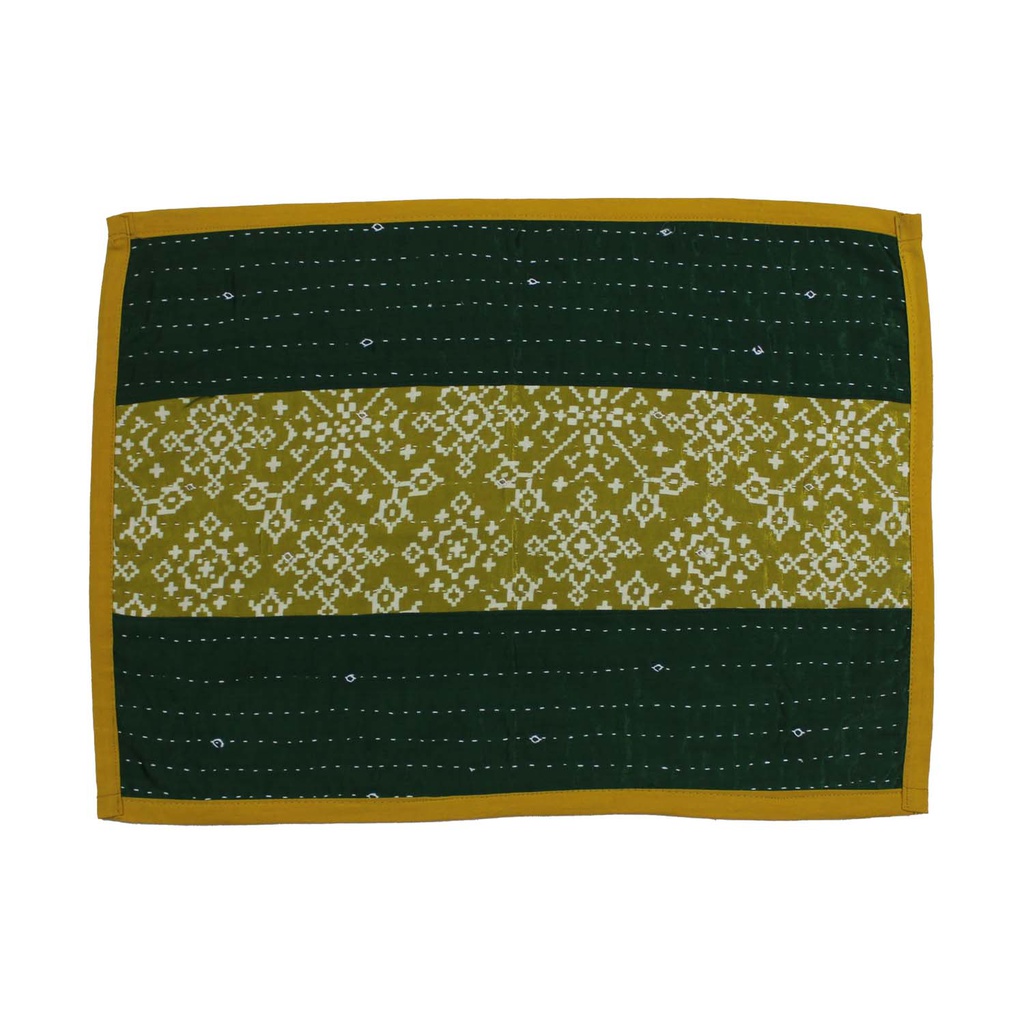 Handmade Tagai Embroidered Ajrakh Mashru Silk Table Placemats (Set of 6)