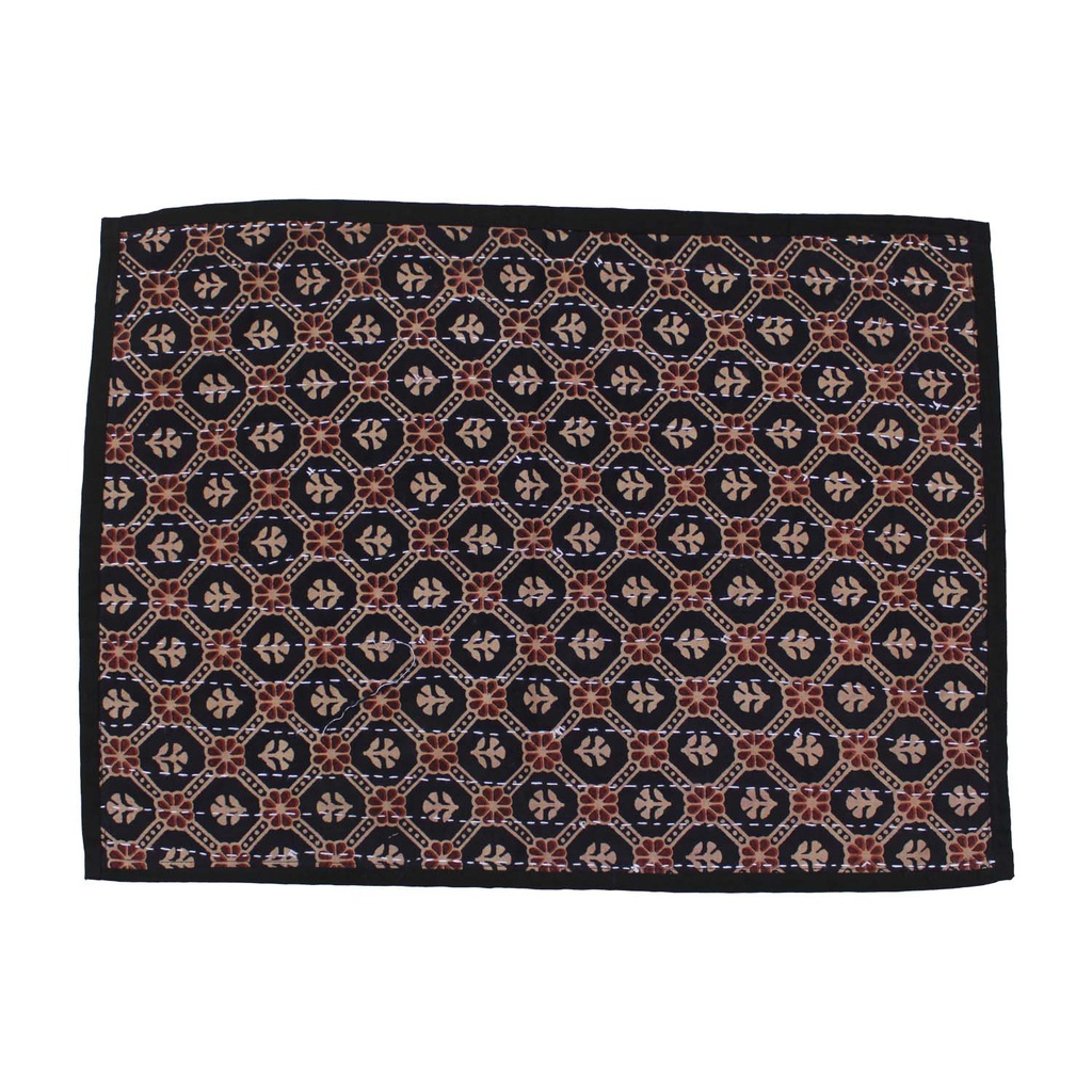 Handmade Tagai Embroidered Ajrakh Mashru Silk Table Placemats (Set of 6)