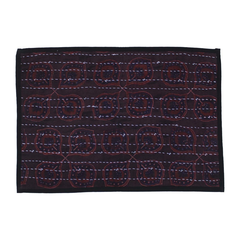 Handmade Tagai Embroidered Ajrakh Mashru Silk Table Placemats (Set of 6)
