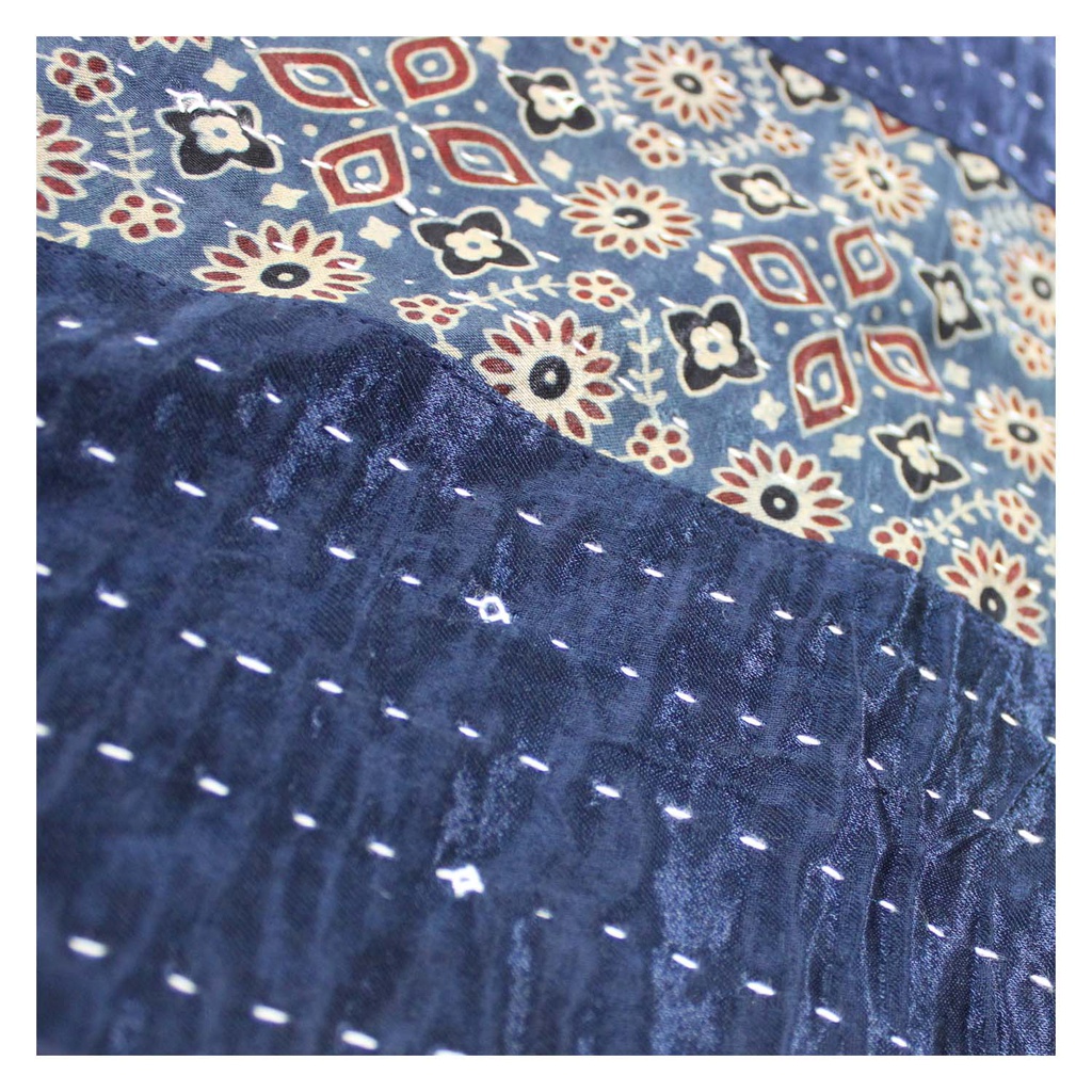 Handmade Tagai Embroidered Ajrakh Mashru Silk Table Placemats (Set of 6)