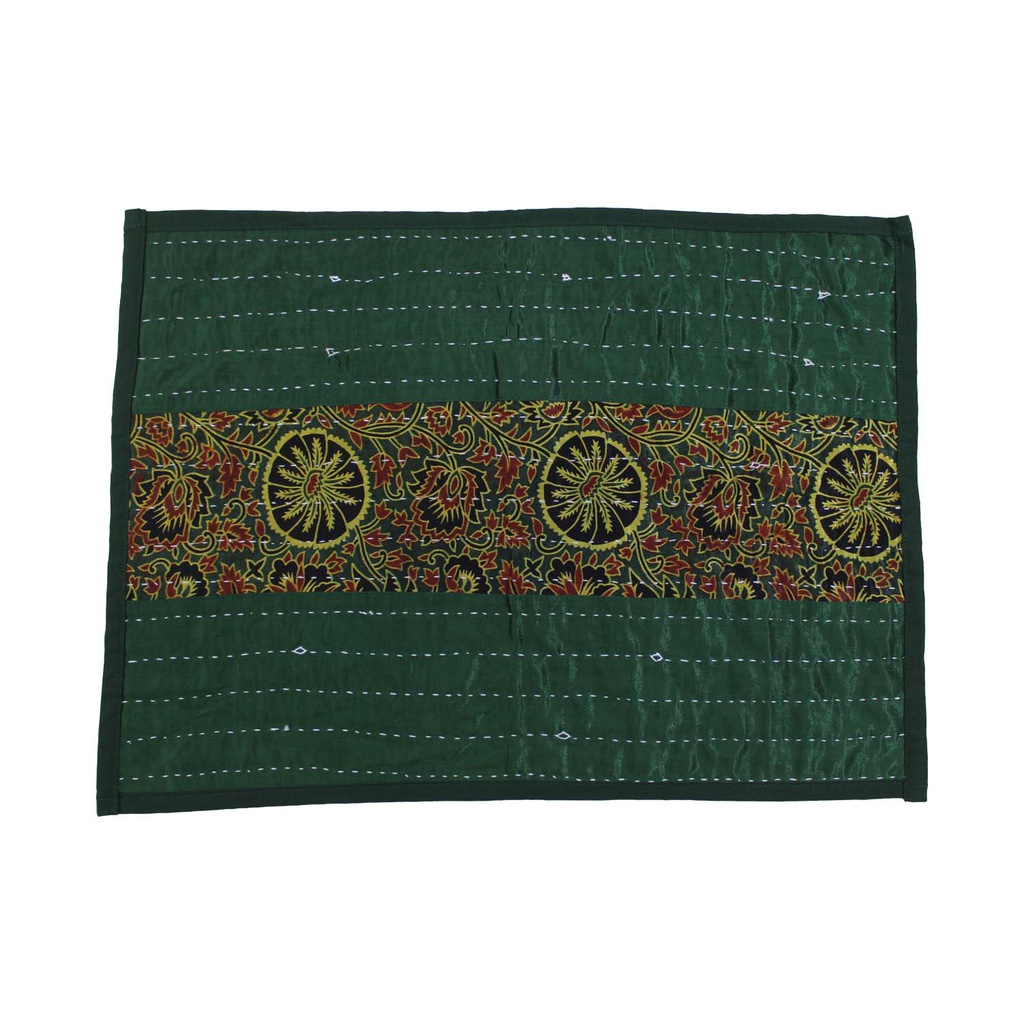 Handmade Tagai Embroidered Ajrakh Mashru Silk Table Placemats (Set of 6)