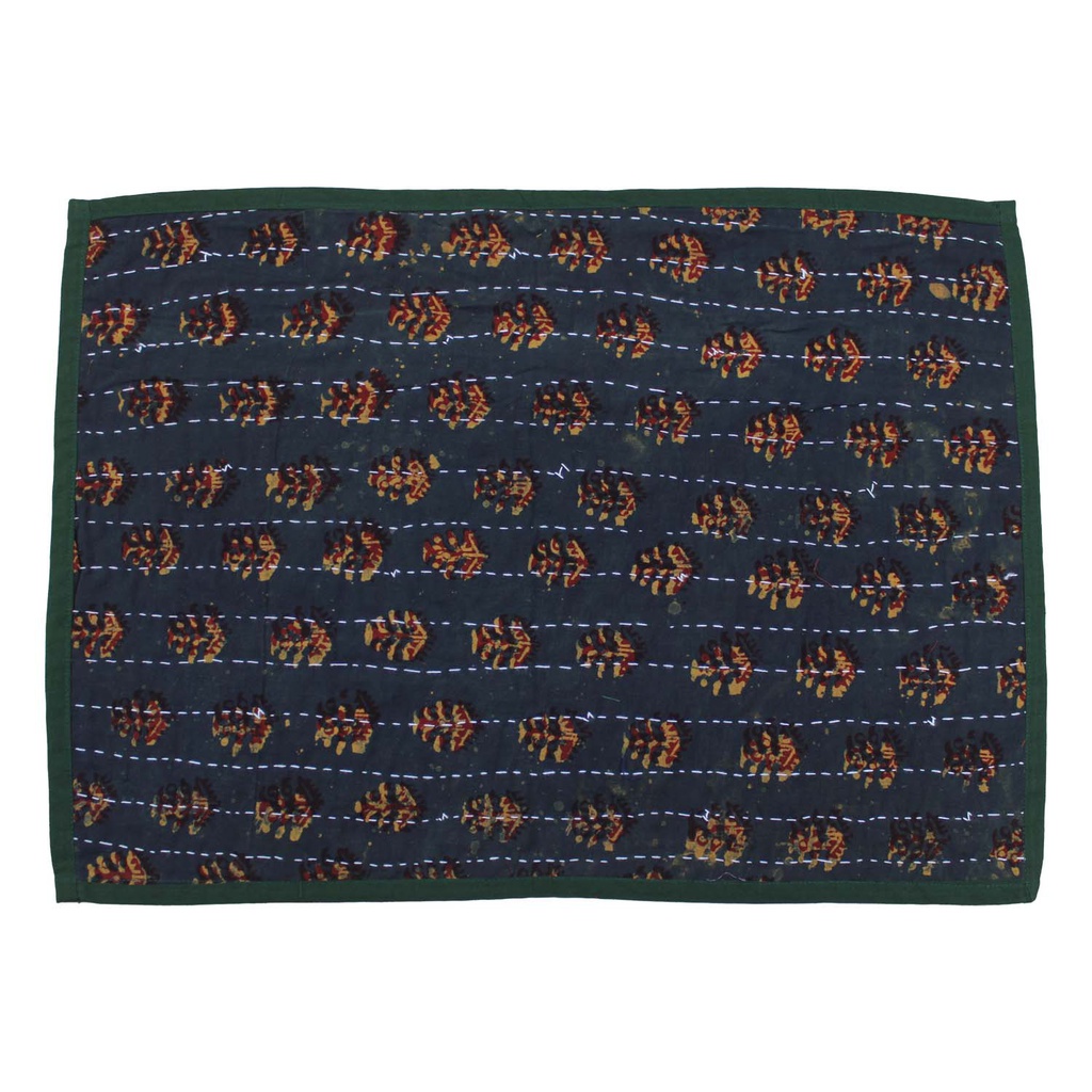 Handmade Tagai Embroidered Ajrakh Mashru Silk Table Placemats (Set of 6)