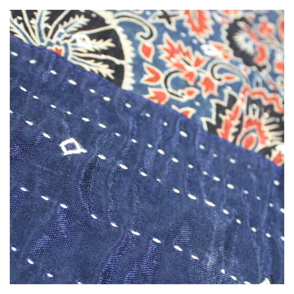 Handmade Tagai Embroidered Ajrakh Mashru Silk Table Placemats (Set of 6)