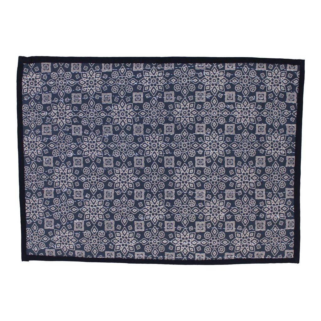 Handmade Tagai Embroidered Ajrakh Mashru Silk Table Placemats (Set of 6)