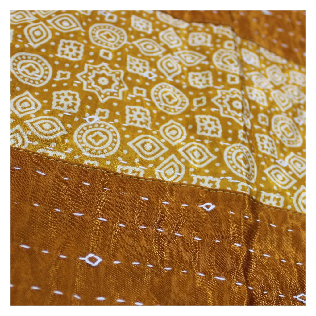 Handmade Tagai Embroidered Ajrakh Mashru Silk Table Placemats (Set of 6)