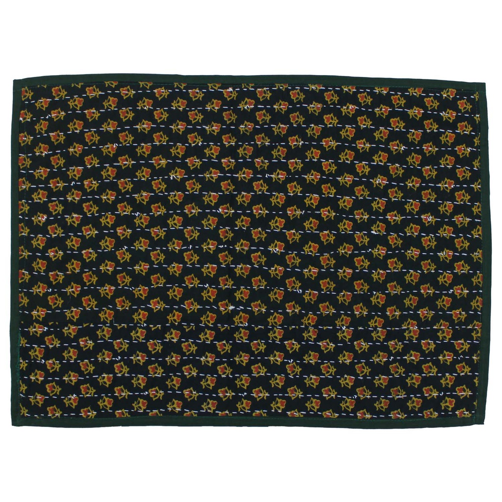 Handmade Tagai Embroidered Ajrakh Mashru Silk Table Placemats (Set of 6)