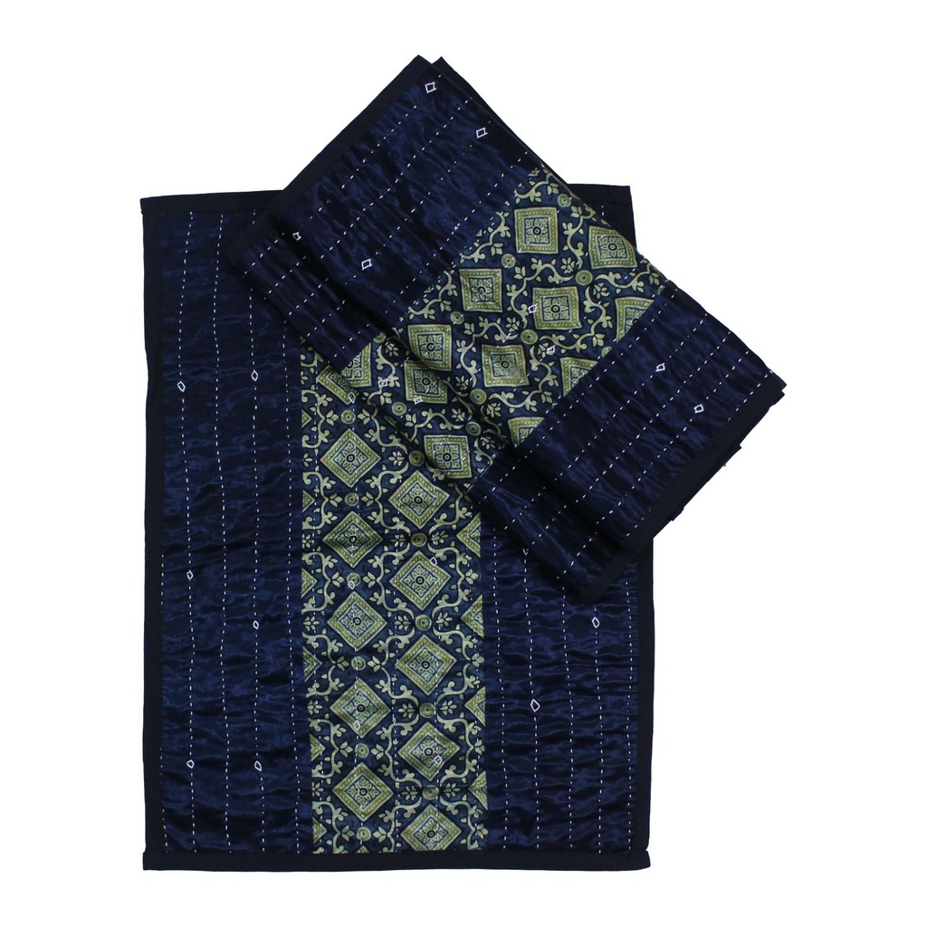 Handmade Tagai Embroidered Ajrakh Mashru Silk Table Placemats (Set of 6)