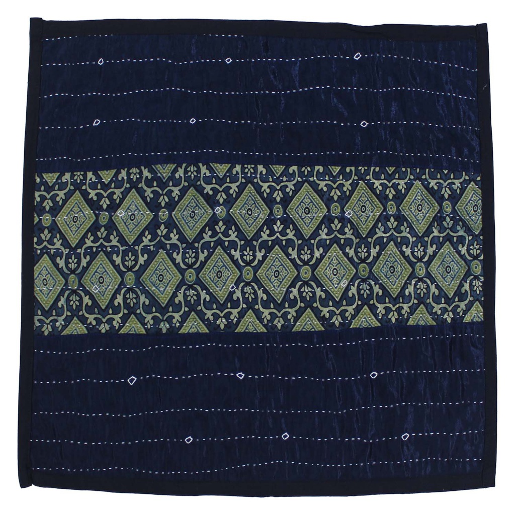 Handmade Tagai Embroidered Ajrakh Mashru Silk Table Placemats (Set of 6)