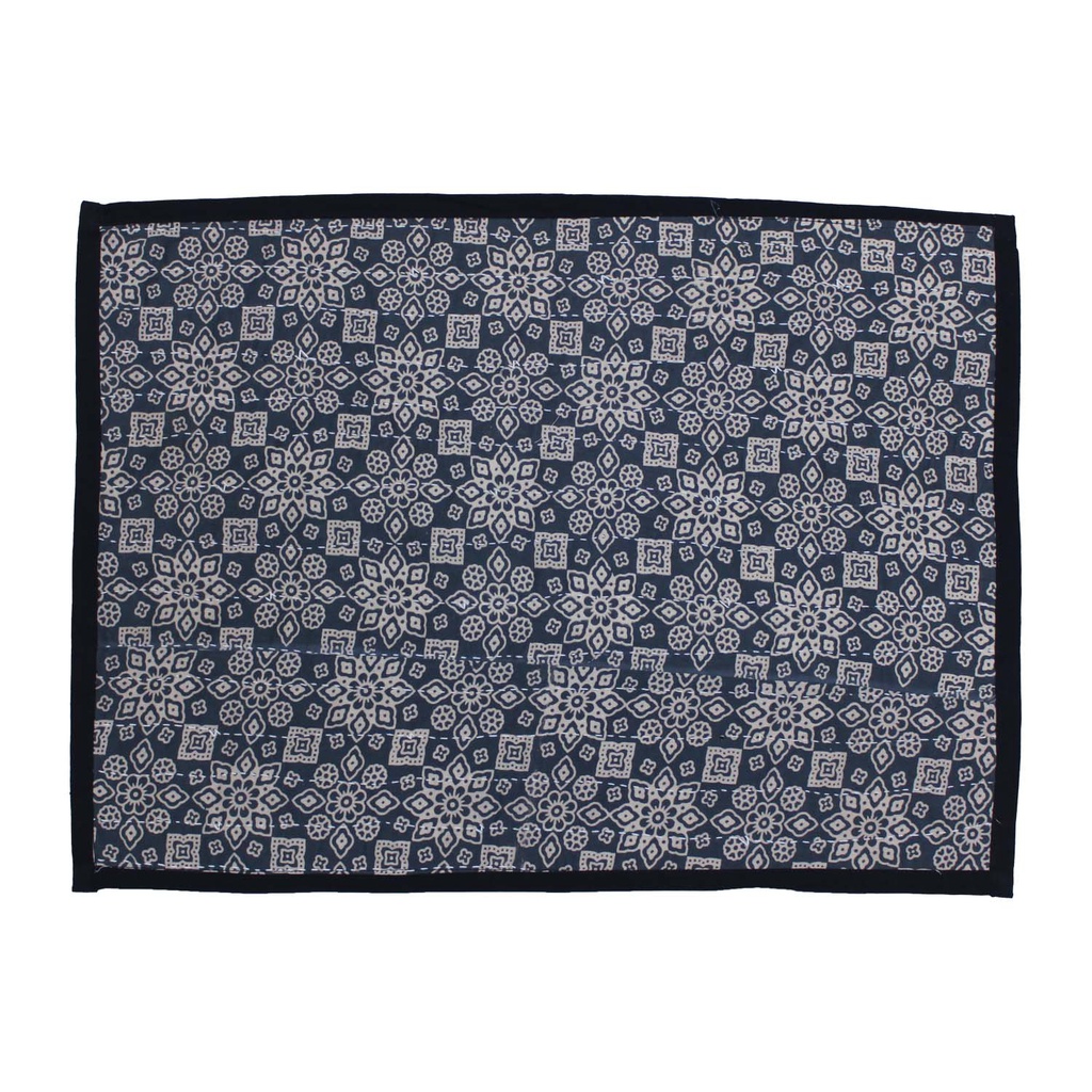 Handmade Tagai Embroidered Ajrakh Mashru Silk Table Placemats (Set of 6)
