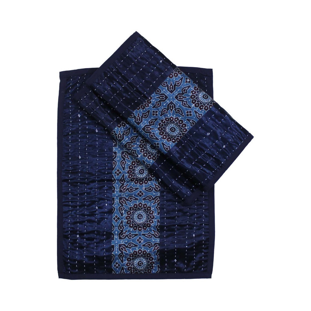 Handmade Tagai Embroidered Ajrakh Mashru Silk Table Placemats (Set of 6)