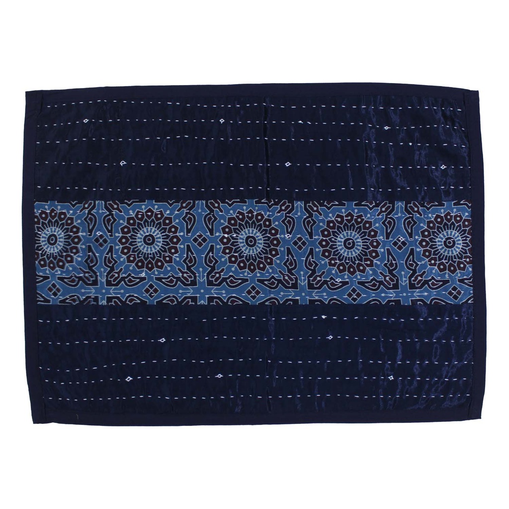 Handmade Tagai Embroidered Ajrakh Mashru Silk Table Placemats (Set of 6)