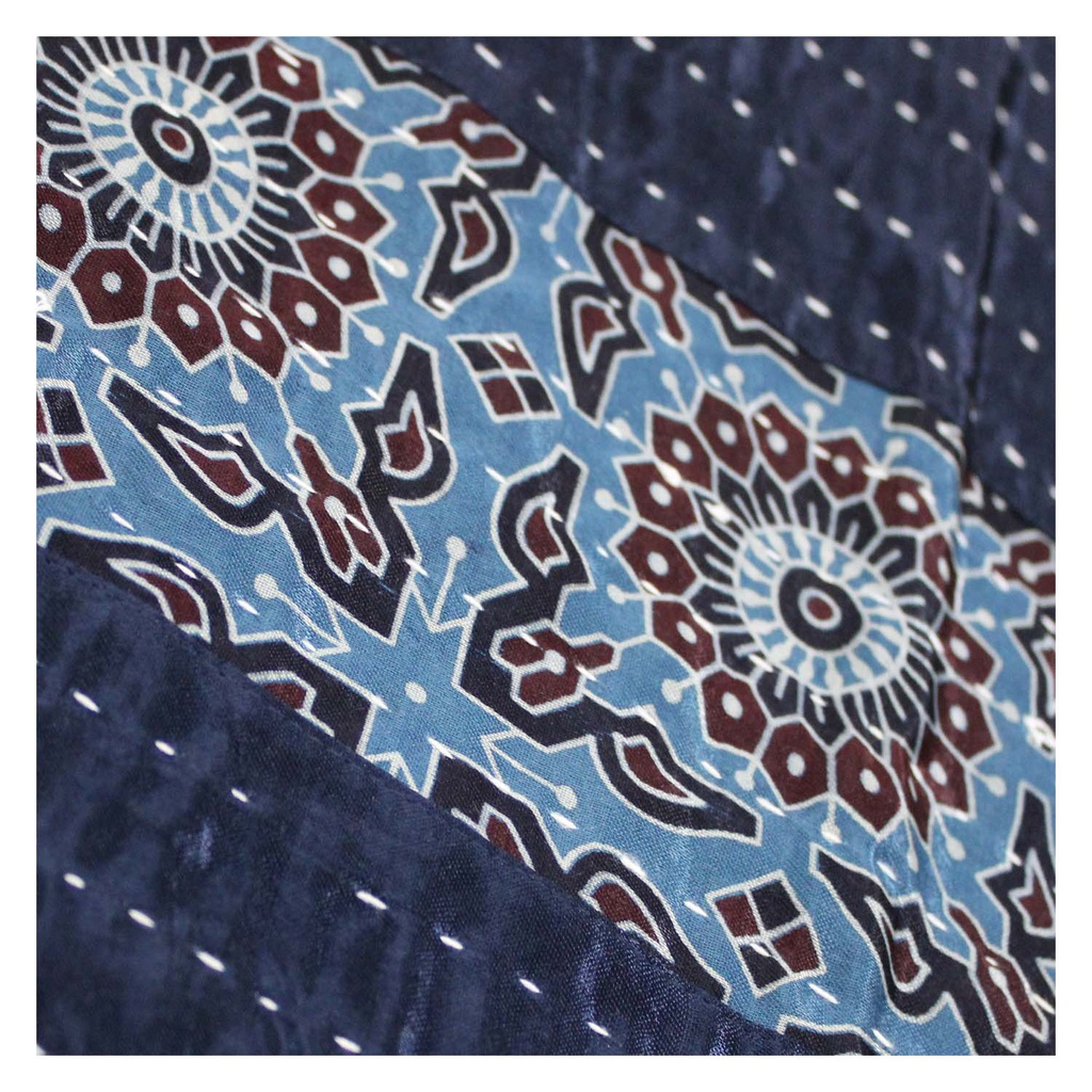 Handmade Tagai Embroidered Ajrakh Mashru Silk Table Placemats (Set of 6)