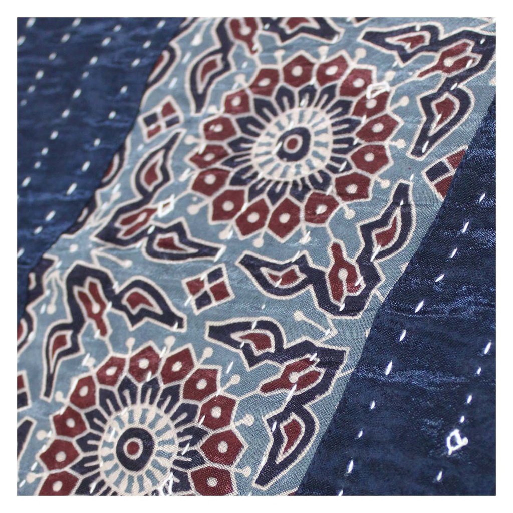 Handmade Tagai Embroidered Ajrakh Mashru Silk Table Placemats (Set of 6)