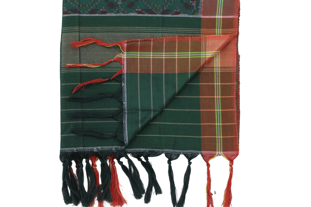 Burgundy Shaded Handloom Single Ikat Patola Silk Stole