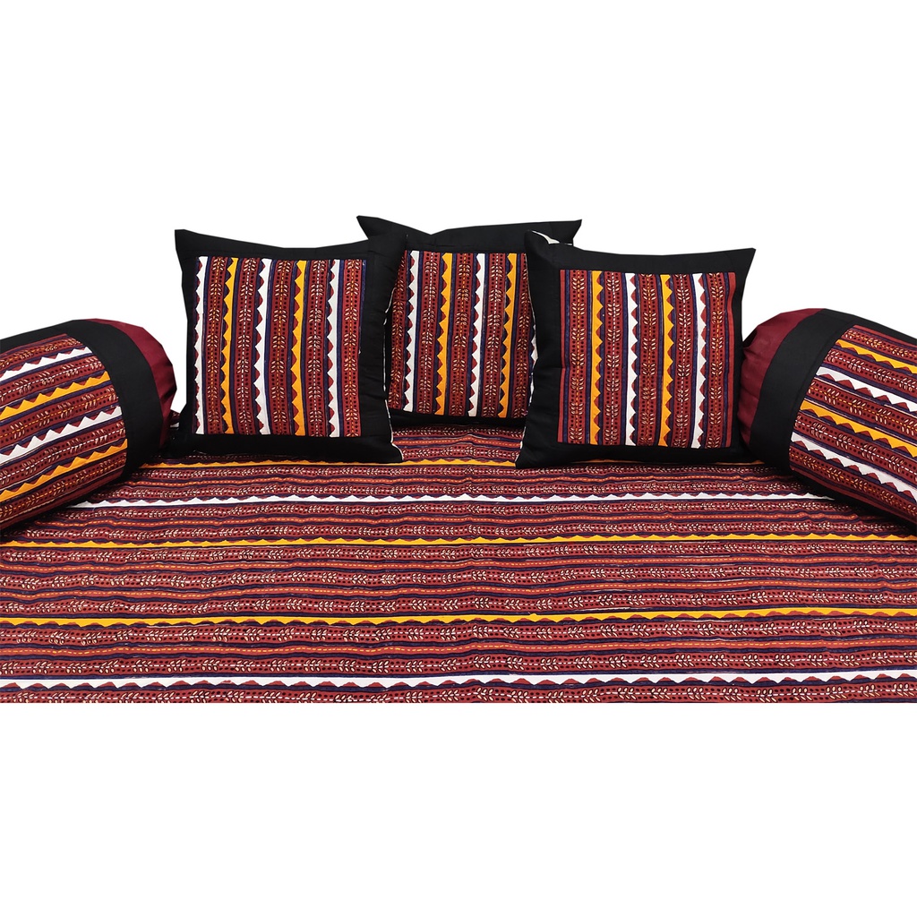 Handcrafted Cotton Applique Work Diwan Bed Sheet Set