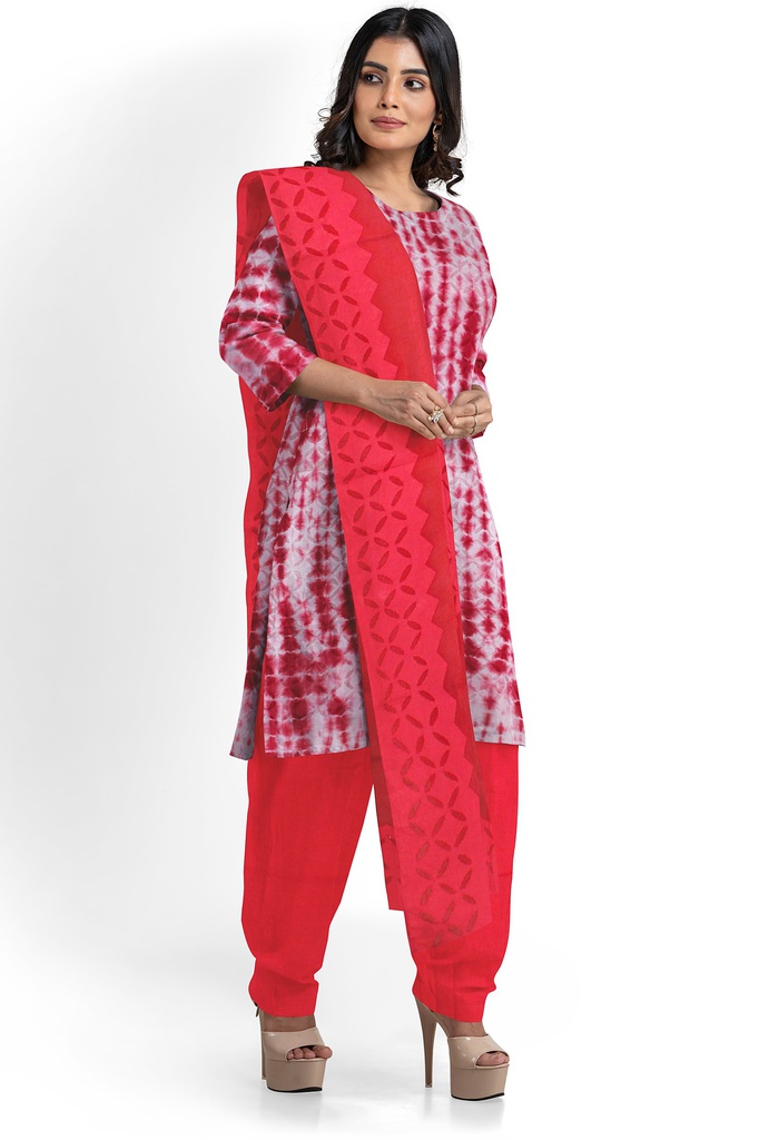 Handcrafted Applique Work Shibori Cotton Dress Material / Salwar Suit