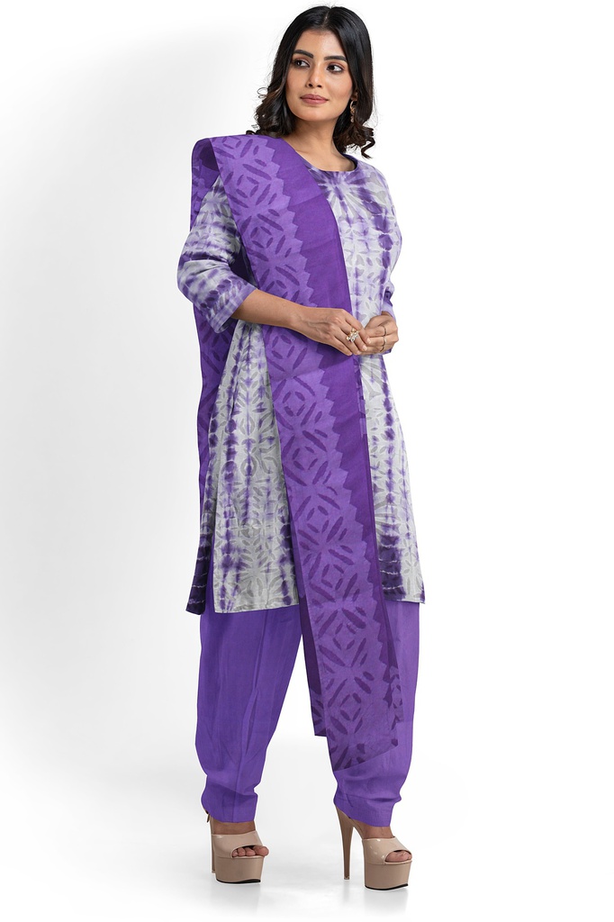 Handcrafted Applique Work Shibori Cotton Dress Material / Salwar Suit