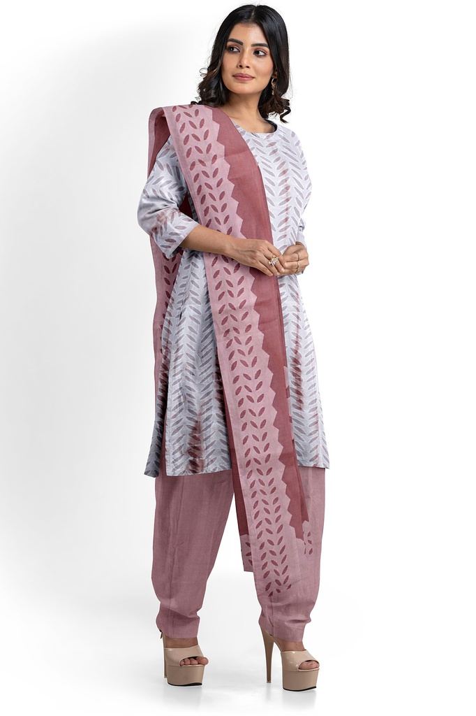 Handcrafted Applique Work Shibori Cotton Dress Material / Salwar Suit