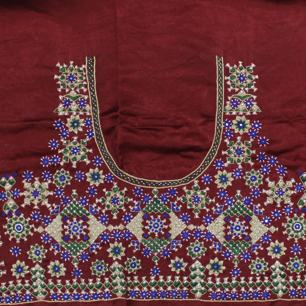 Hand Embroidered Unstitched Blouse Material