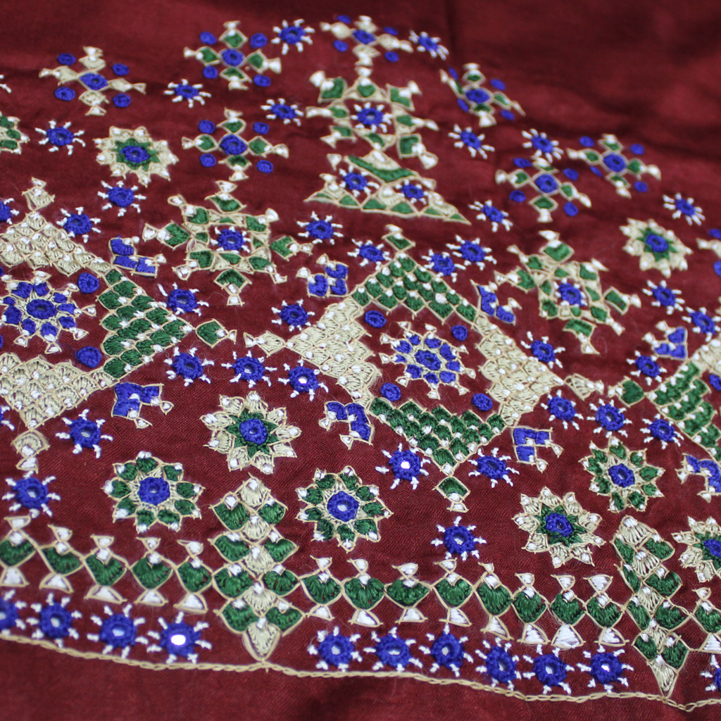 Hand Embroidered Unstitched Blouse Material